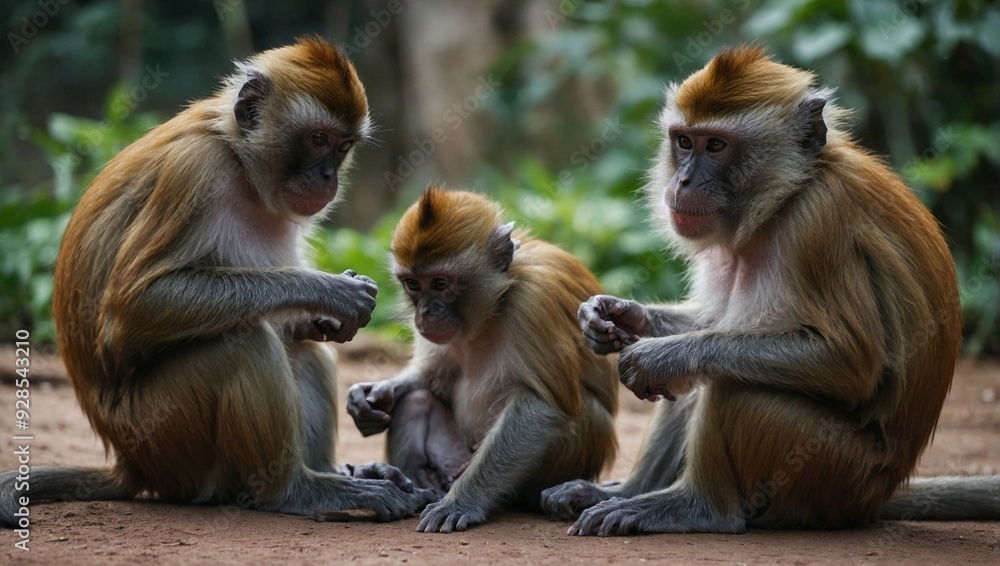 group of monkeys in forest group of monkeys in forest
