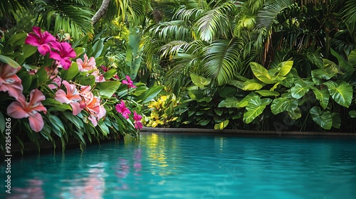 tropical paradise with exotc flowers photo