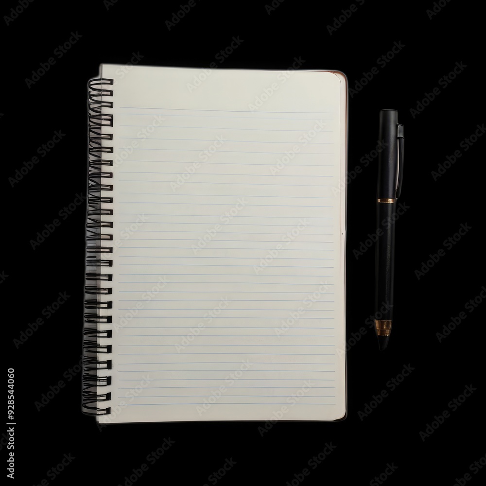 Note book and Pen in Black Background Note book and Pen in Black Background