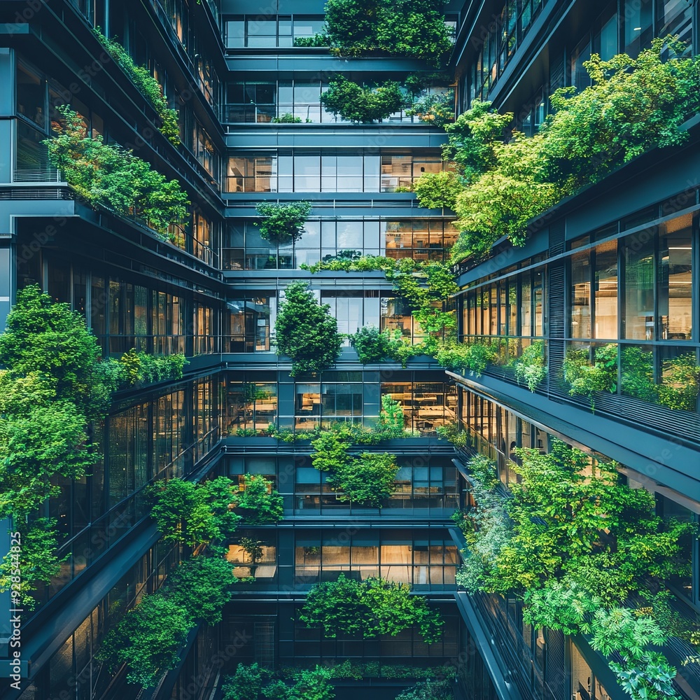 eco building or green office plant tree and garden in city concept. eco building or green office plant tree and garden in city concept.