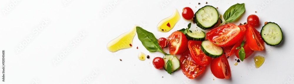Vibrant Fresh Tomato and Cucumber Salad with Olive Oil - 3D Illustration of Refreshing and Light Summer Dish Vibrant Fresh Tomato and Cucumber Salad with Olive Oil - 3D Illustration of Refreshing and Light Summer Dish