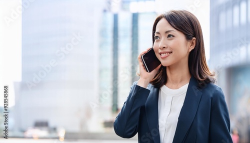 Japanese business woman calling on smartphone