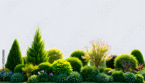 Trees and shrubs Home Garden Decoration on transparent background isolated with white highlights, png photo