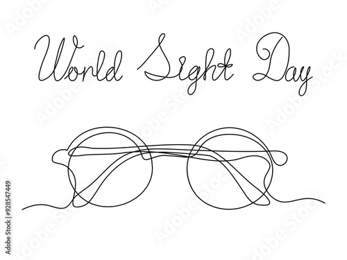 World Sight Day.Abstract glasses. continuous one line art hand drawing sketch, logo