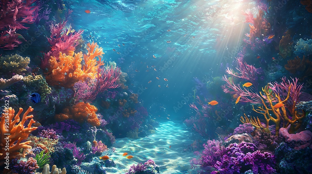 underwater with coral and fish underwater with coral and fish