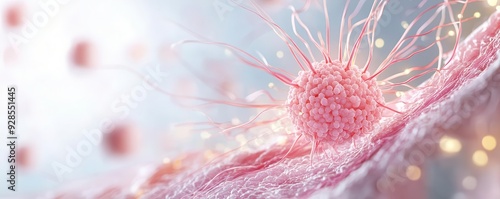 Detailed cross-section of breast tissue showing early-stage cancer cells detected through advanced screening, Breast cancer screening, early detection and medical science