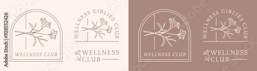 Wellness club girlies girls self care squad women healthy living lifestyle logo shirt design bundle pack. Boho retro elegant luxury flowers floral spa day aesthetic illustration vector cut file.