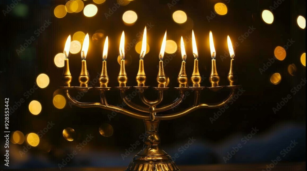 Fototapeta premium Hanukkah menorah candles background illustration generated by ai
