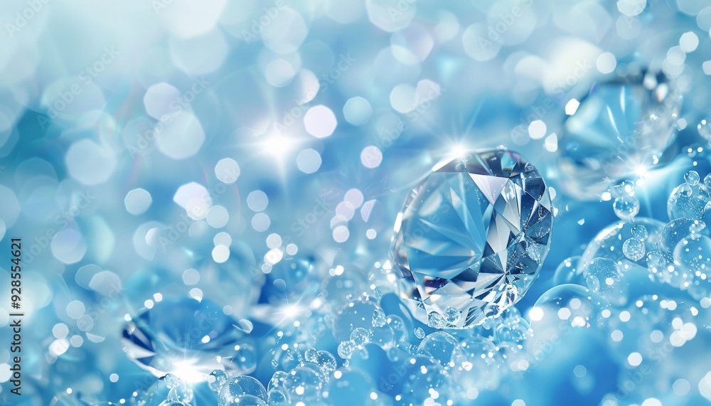 Sparkling Diamond on Soft Pastel Backdrop. Abstract Blue Diamond Crystal Background Sparkling Diamond on Soft Pastel Backdrop. Abstract Blue Diamond Crystal Background