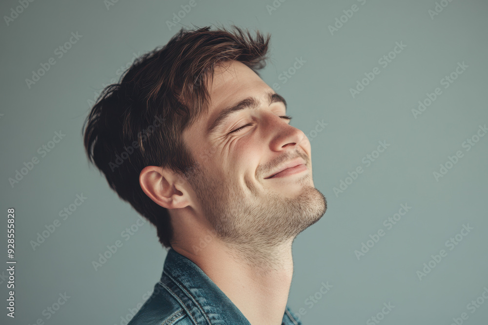 A close up of a man's face with his eyes closed A close up of a man's face with his eyes closed