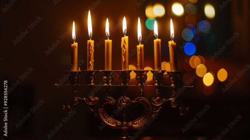Hanukkah menorah candles background illustration generated by ai Hanukkah menorah candles background illustration generated by ai