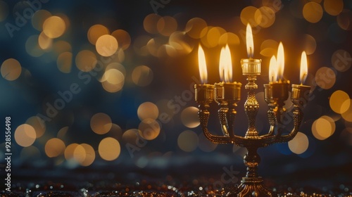 Hanukkah menorah candles background illustration generated by ai