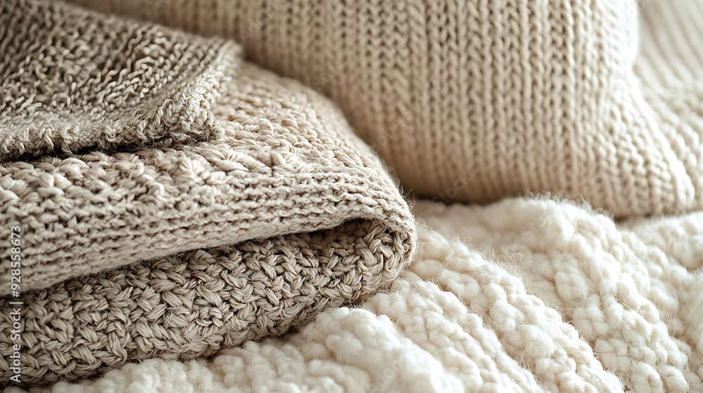 A cozy knit fabric with a chunky, handmade texture
