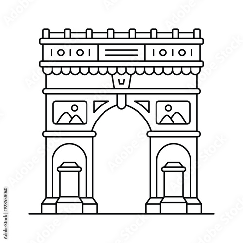 Modern icon of arc de triomphe, a famous paris monument
