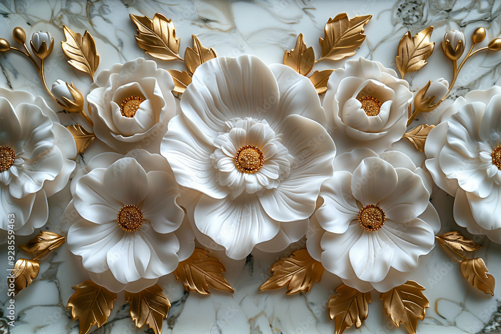 Decorative carved marbled flowers modern and stylish room decor generative AI Decorative carved marbled flowers modern and stylish room decor generative AI
