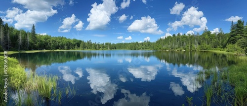 Tranquil Beauty - Serene Lake with Dreamy Cloud Reflections