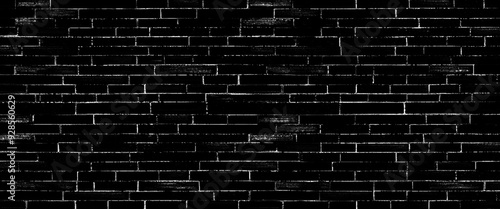 Vector black brick wall seamless texture and distressed overlay texture of old brickwork.