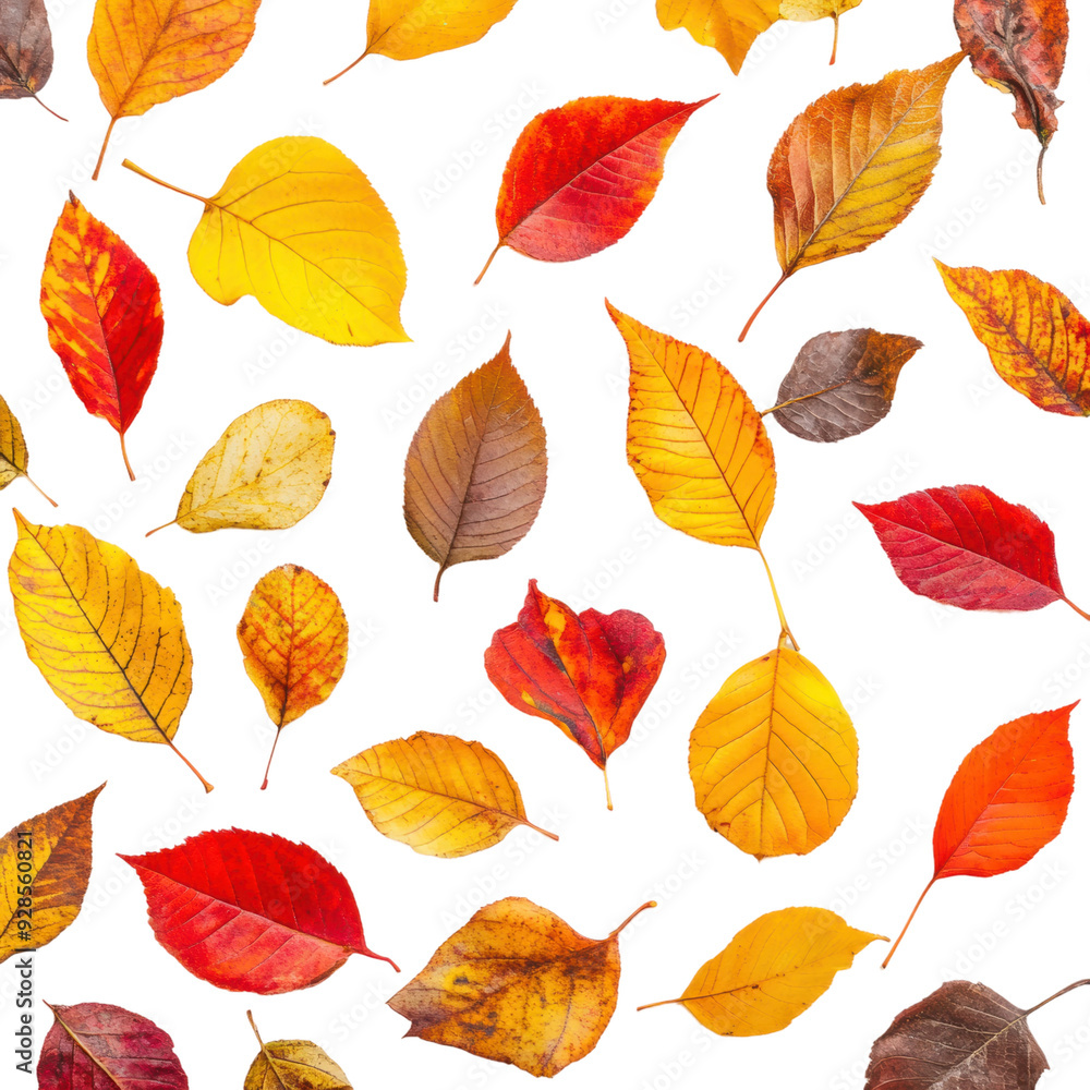 Fototapeta premium 'Autumn leaves on white background', cut out - stock png.