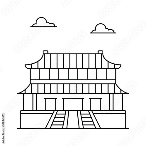 Vast imperial palace complex in Beijing, modern design of forbidden city