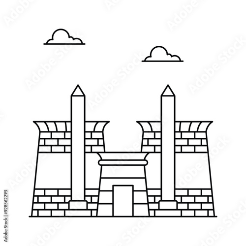 Ancient temple complex in Luxor, Egypt, Luxor Temple vector design