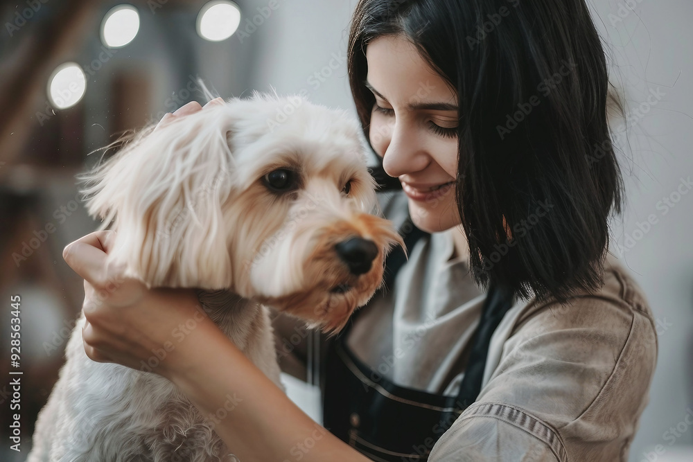 Picture of a funny happy dog enjoying beauty procedure generative AI Picture of a funny happy dog enjoying beauty procedure generative AI