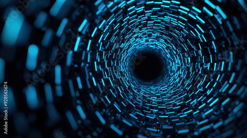 Wallpaper Mural Abstract digital tunnel with blue neon lights creating a futuristic, high-tech perspective, perfect for technology background themes. Torontodigital.ca