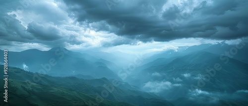 Majestic Overcast Sky with Rolling Clouds over Mountains - Perfect for Adventure and Nature Photography