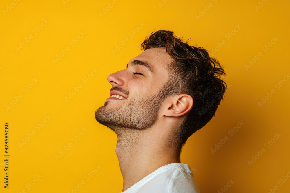A close up of a man's face with his eyes closed A close up of a man's face with his eyes closed
