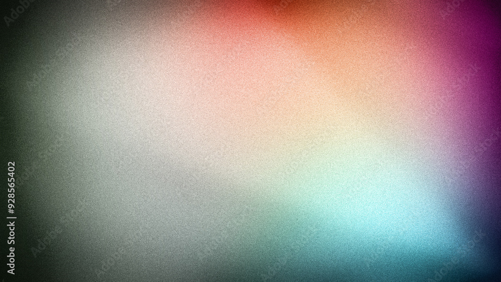 Fototapeta premium Multicolor gradient background with a grainy texture in 4K resolution. Featuring soft blends of green, red, pink, and blue hues, ideal for creative designs, wallpapers, and banners