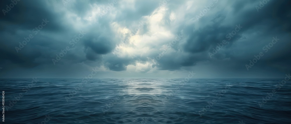 Fototapeta premium Brooding Skies: Moody and Dramatic Overcast Clouds with a Glimmer of Light for Intense and Emotional Concepts