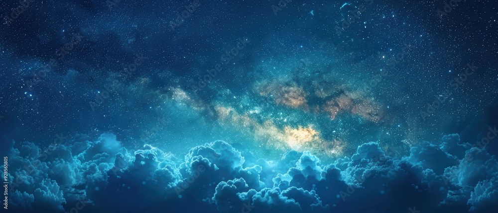 Enchanted Starry Night Sky with Milky Way and Clouds - Ideal for Stargazing and Space Themes Enchanted Starry Night Sky with Milky Way and Clouds - Ideal for Stargazing and Space Themes