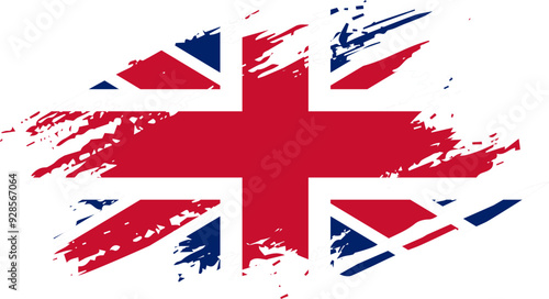 Union Jack, Great Britain UK flag Grunge splash texture emblem icon 