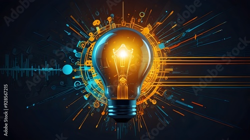 a light bulb abstract geometric shapes representing strategic planning and creative thinking background  