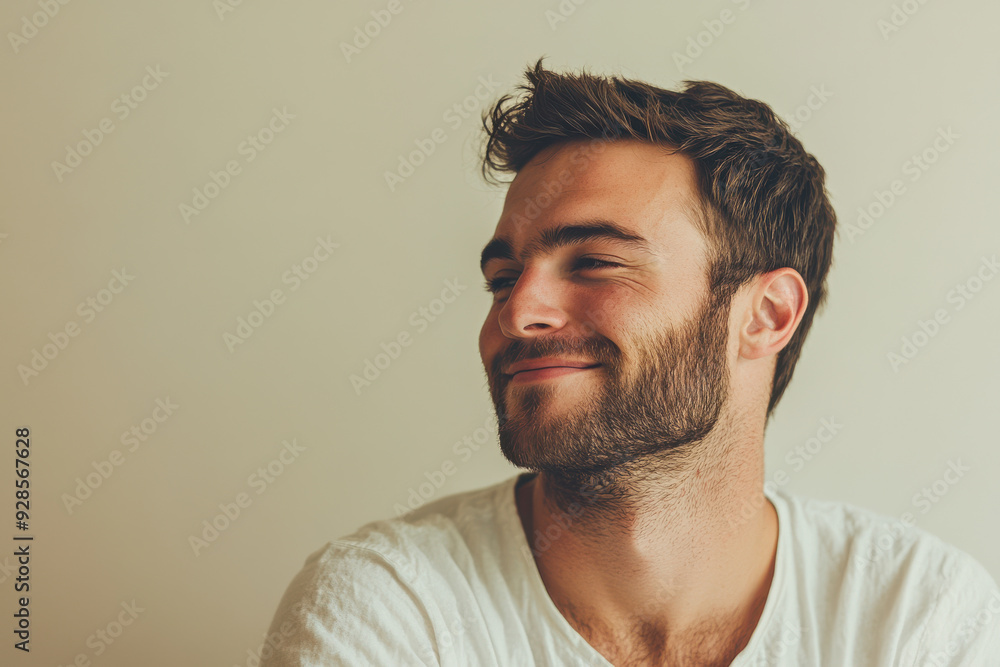 Obraz premium A close up of a man's face with his eyes closed