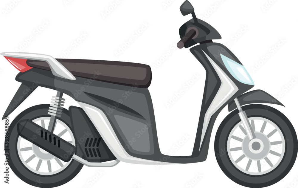 Scooter side view. Cartoon black road bike Scooter side view. Cartoon black road bike