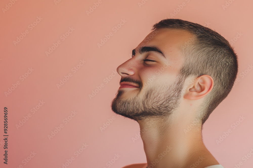 Fototapeta premium A close up of a man's face with his eyes closed