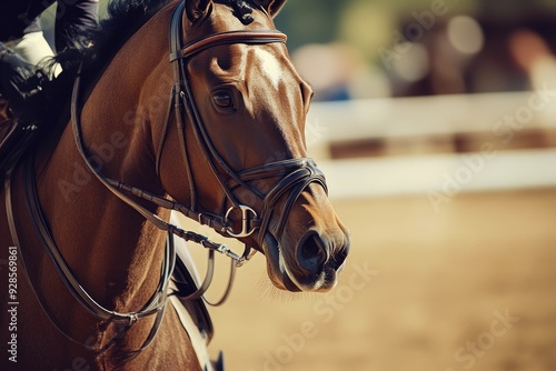 Dynamic Para-Equestrian Rider and Horse in Perfect Arena Conditions