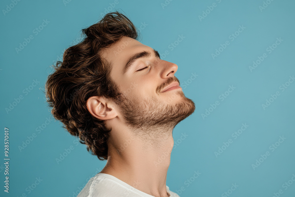 Fototapeta premium A close up of a man's face with his eyes closed