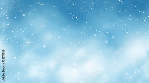 A serene blue background with falling snowflakes, evoking a winter atmosphere.