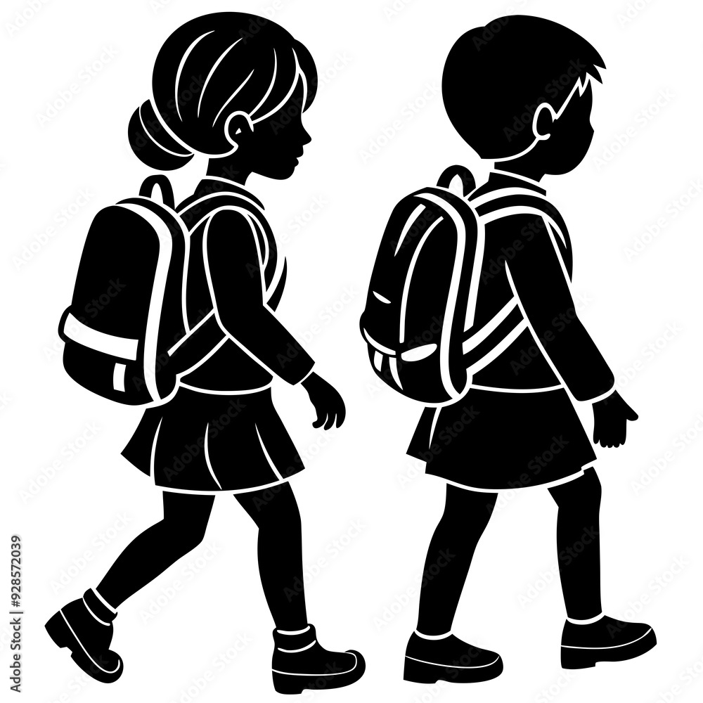 A Student with a bag going to school, Vector A Student with a bag going to school, Vector