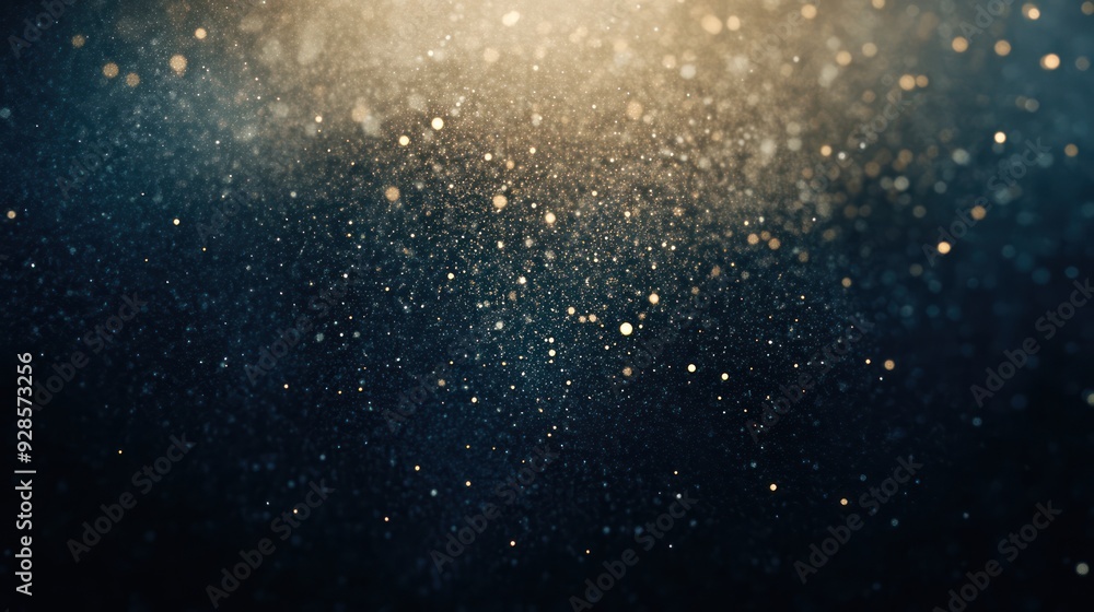 Fototapeta premium Abstract Background of Golden Glitter on a Dark Blue Background