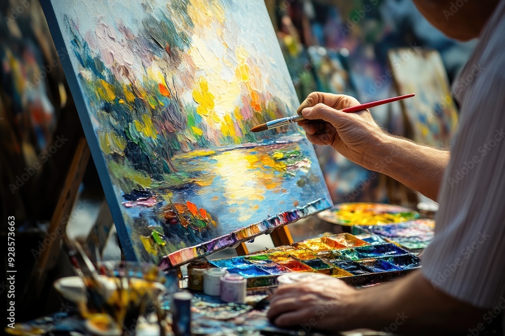 Obraz premium A Painter’s Studio Alive with Vibrant Art