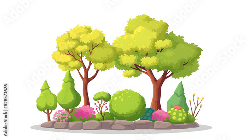 Trees and shrubs Home Garden Decoration on transparent background isolated with white highlights, png photo