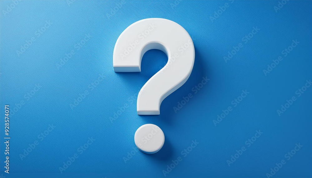 Question mark on blue background. 3D rendering. FAQ and QA. Problem solution. Question mark on blue background. 3D rendering. FAQ and QA. Problem solution.