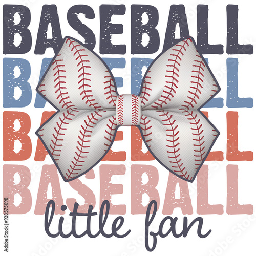 Canvas Print Baseball little fan retro coquette bow, best baseball family bow designs