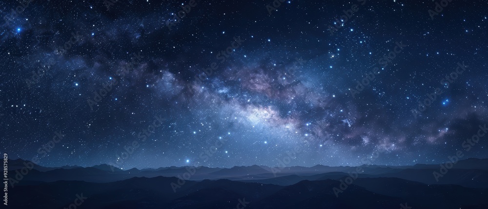 Majestic Starry Night Sky with Clear View of the Milky Way Galaxy Majestic Starry Night Sky with Clear View of the Milky Way Galaxy