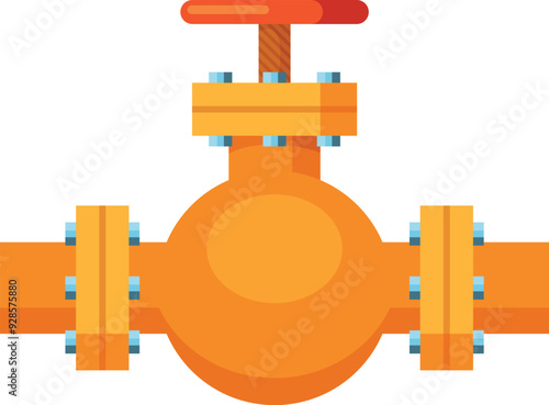 Industrial valve cartoon icon. Oil pipe faucet