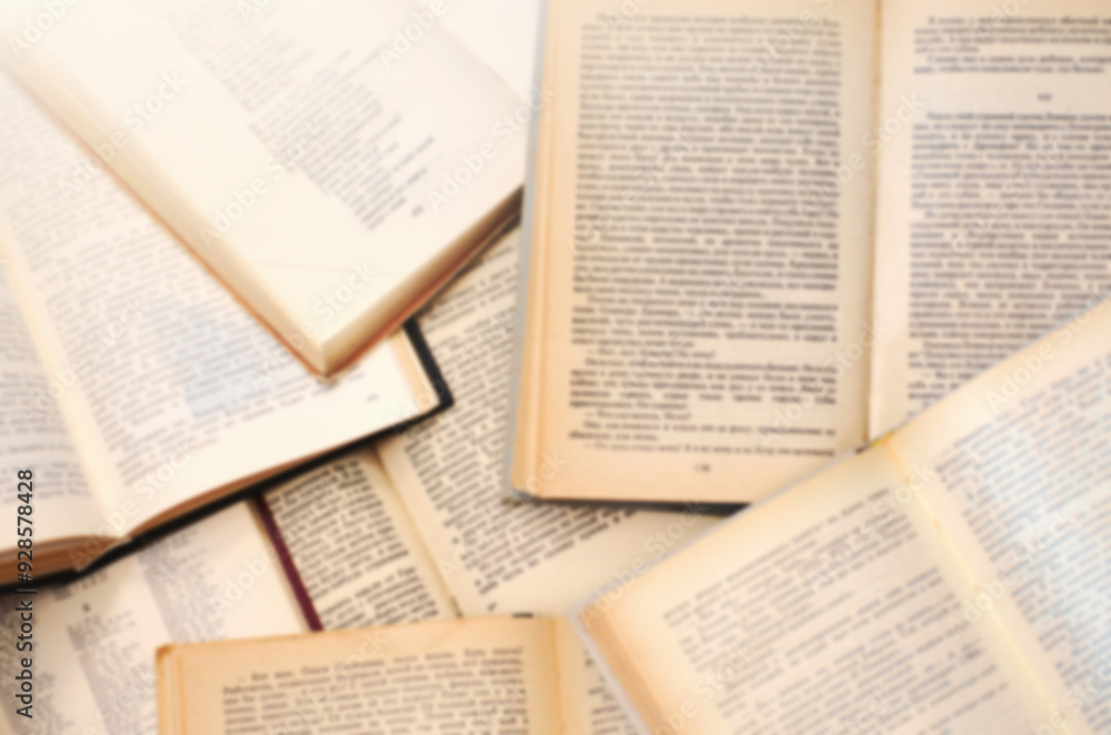 Top view of open books blurred background. Top view of open books blurred background.