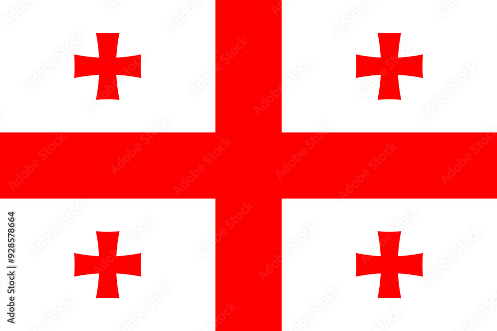 The official flag of Georgia is the flag with five crosses The official flag of Georgia is the flag with five crosses