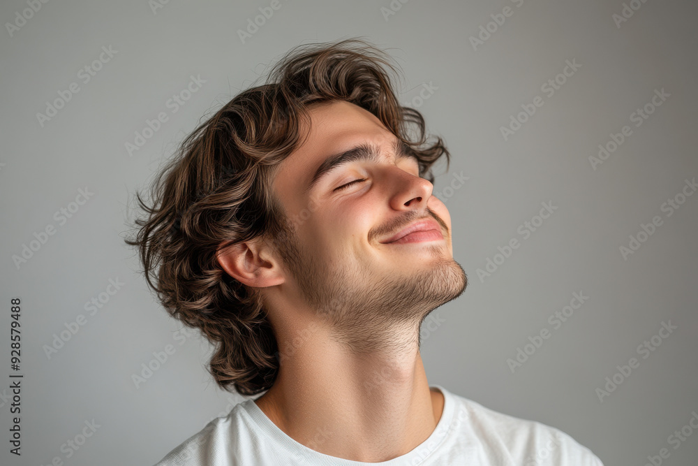 A close up of a man's face with his eyes closed A close up of a man's face with his eyes closed
